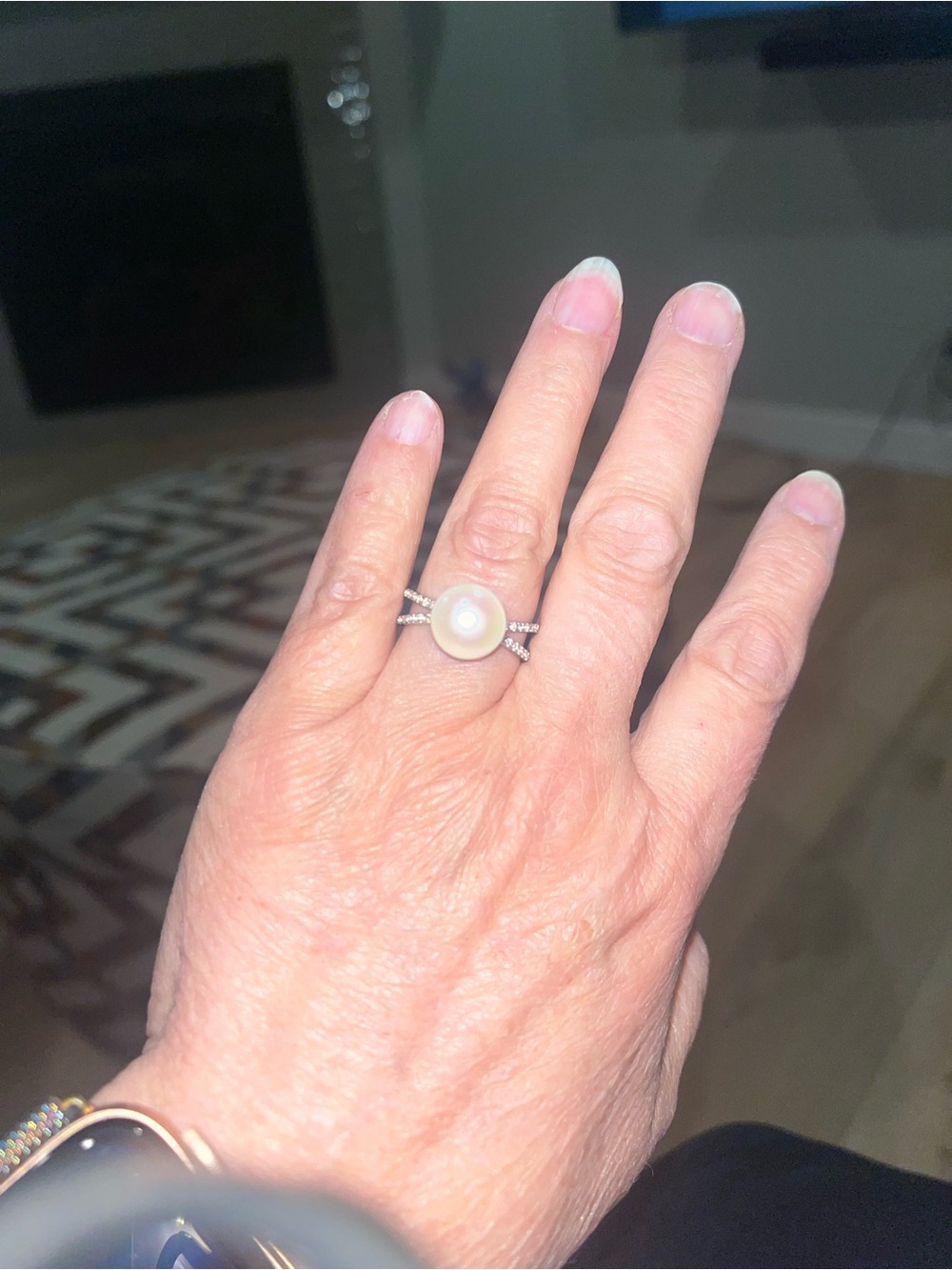 NWT Freshwater Pearl Rhodium
Overlay 925 Sterling Silver Ring Size 8